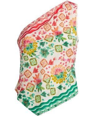Saloni Floral Print Madeline Top - Green