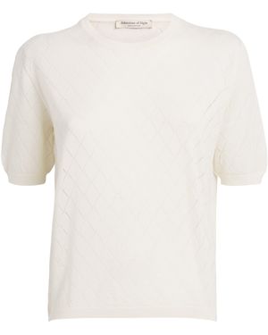 Johnstons of Elgin Superfine Merino Argyle Short-Sleeve Jumper - White