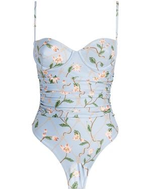 Agua Bendita Rábano Navegante Floral Swimsuit - Blue