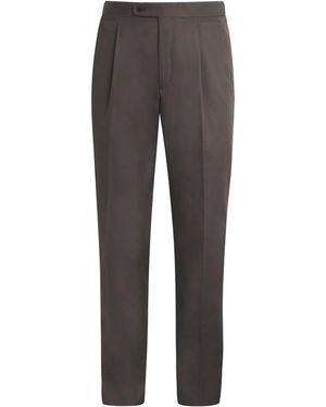 Brioni Cotton Pleated Trousers - Grey