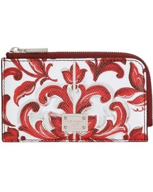Dolce & Gabbana Leather Zipped Majolica Card Holder - Red