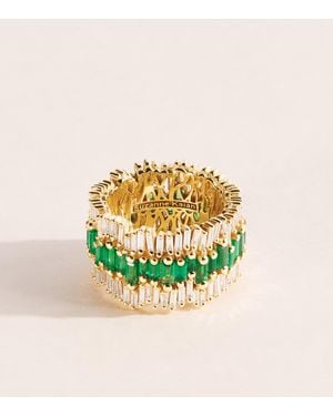 Suzanne Kalan Diamond And Emerald Triple Stack Eternity Band - Metallic