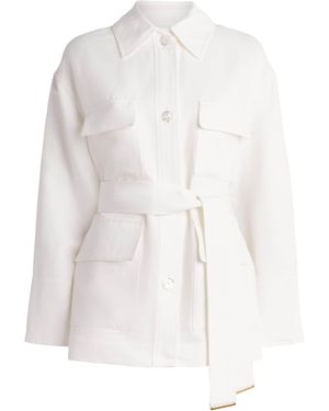 Agnona Cotton-Linen-Silk Belted Field Jacket - White