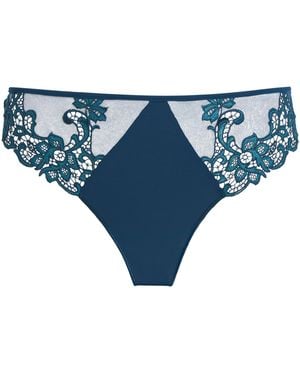Simone Perele Lace-Trim Saga Thong - Blue