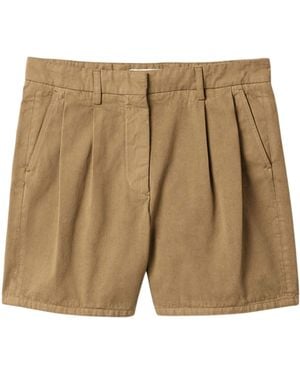 Miu Miu Cotton Gabardine Bermuda Shorts - Natural