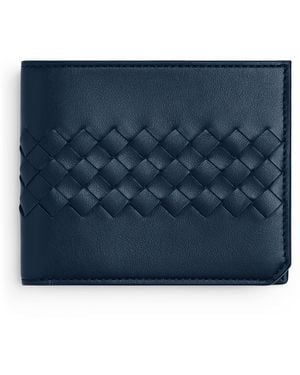 Bottega Veneta Leather Intrecciato Avenue Bifold Wallet - Blue
