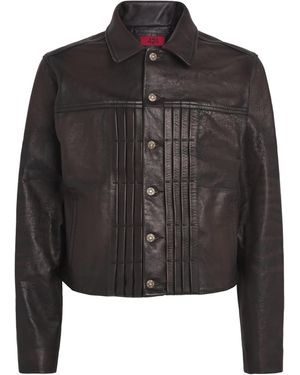 424 Leather Trucker Jacket - Black