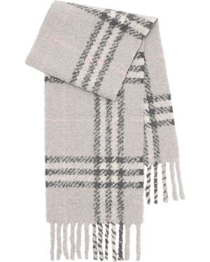 Burberry Alpaca-Wool Bouclé Check Scarf - Grey