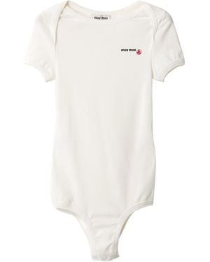 Miu Miu X Petit Bateau Slim Logo Bodysuit - White