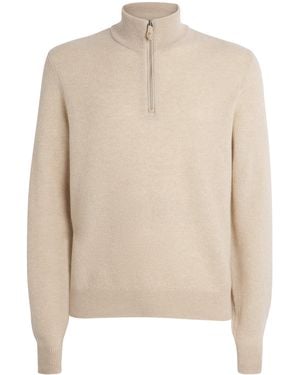 Ralph Lauren Cashmere Quarter-Zip Jumper - Natural