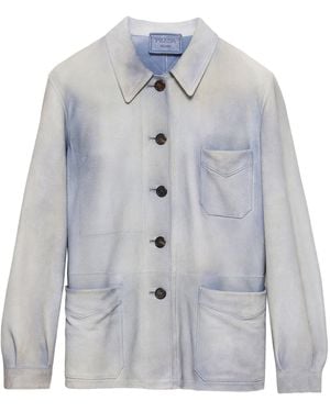 Prada Suede Single-Breasted Jacket - Blue