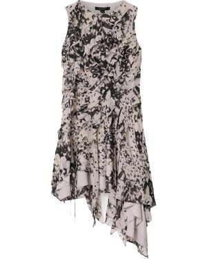 AllSaints Ruffled Asymmetric Angie Midi Dress - White