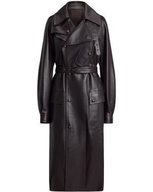 Ralph Lauren Lambskin Bailey Trench Coat - Black