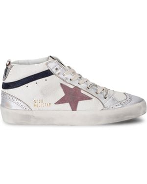 Golden Goose Leather Mid Star Trainers - Grey