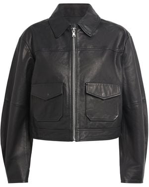 PAIGE Cropped Clyde Leather Jacket - Black