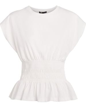 Maje Cotton Shirred T-Shirt - White
