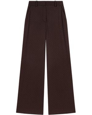 Maje Rhinestone Wide-Leg Tailored Trousers - Brown