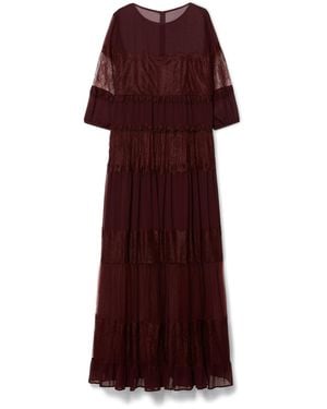 Marina Rinaldi Lace-Detail Maxi Dress - Red