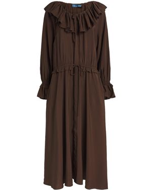 Polo Ralph Lauren Ruffle Midi Dress - Brown