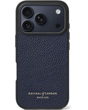 Aspinal of London Grained Leather Iphone 17 Pro Case - Blue