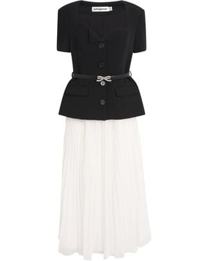 Self-Portrait Chiffon Midi Dress - Black