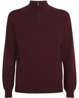 Harrods Cashmere Quarter-Zip Jumper - Red