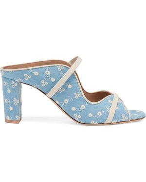 Malone Souliers Floral Denim Norah Heeled Sandals 70 - Blue