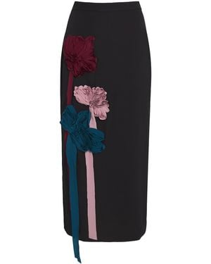Erdem Silk-Blend Georgette Appliqué Midi Skirt - Blue