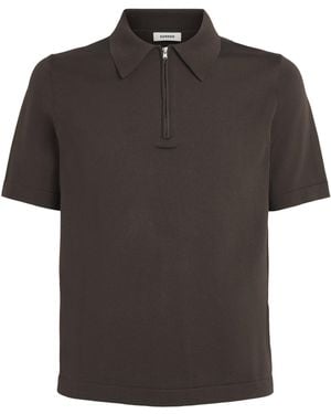 Sandro Zip-Up Polo Shirt - Black
