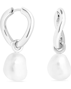 Astrid & Miyu Sterling And Pearl Hoop Earrings - White
