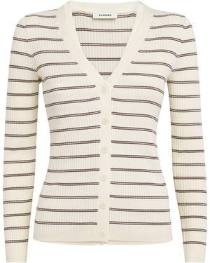 Sandro Ribbed Stripe Cardigan - Natural