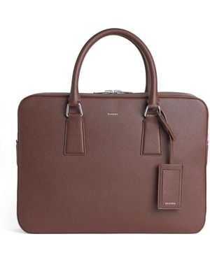 Sandro Leather Slim Briefcase - Brown