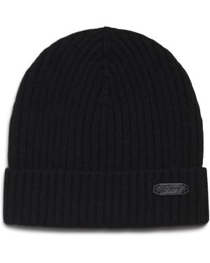 Brioni Cashmere Logo Beanie - Black