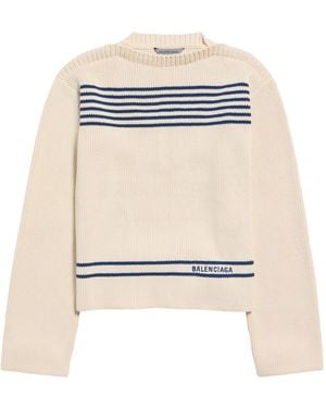 Balenciaga Cotton Striped Jumper - White