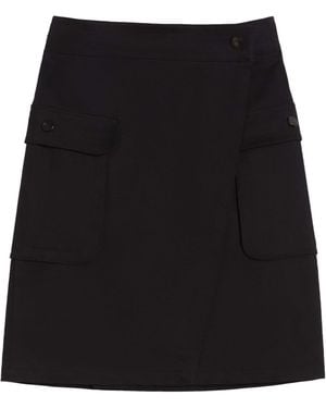 Max Mara Stretch-Cotton Wrap Midi Skirt - Black