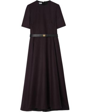 Burberry Wool Check Midi Dress - Black