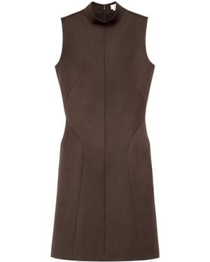 McQueen Wool High-Neck Mini Dress - Brown