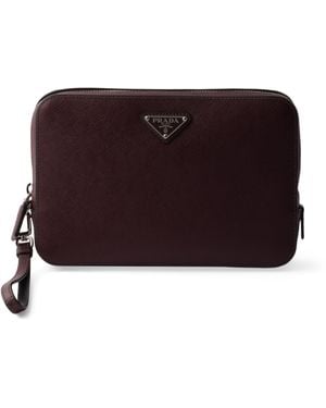 Prada Saffiano Leather Pouch - Purple