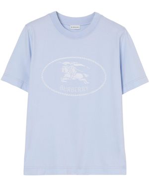 Burberry Cotton Ekd Stamp T-Shirt - Blue
