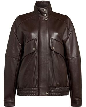 Rag & Bone Leather Aria Bomber Jacket - Brown