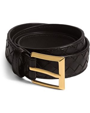 Bottega Veneta Calfskin Intrecciato Piccolo Belt - Black