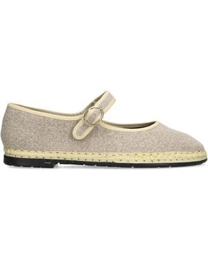 Flabelus Linen Imelda Mary Janes - White