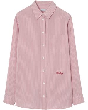 Burberry Silk Stripe Relaxed Shirt - Pink