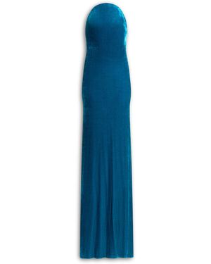 Alaïa Velvet Strapless Sculpture Gown - Blue