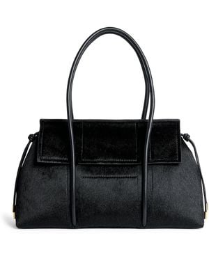 Harrods Medium Calf Hair Marcie Shoulder Bag - Black