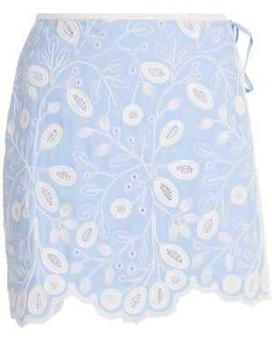 Jonathan Simkhai Embroidered Delaney Mini Skirt - Blue