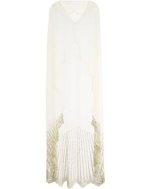 Clio Peppiatt Embellished Tulle Moonray Cape - White