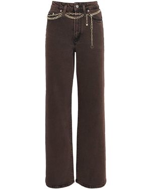 Maje Chain-Detail Wide-Leg Jeans - Brown