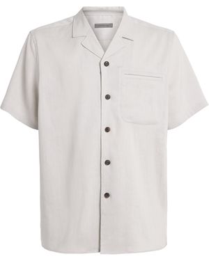 Corneliani Linen-Wool Short-Sleeve Shirt - White