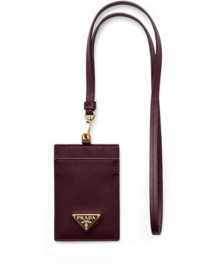 Prada Saffiano Leather Badge Holder - Purple